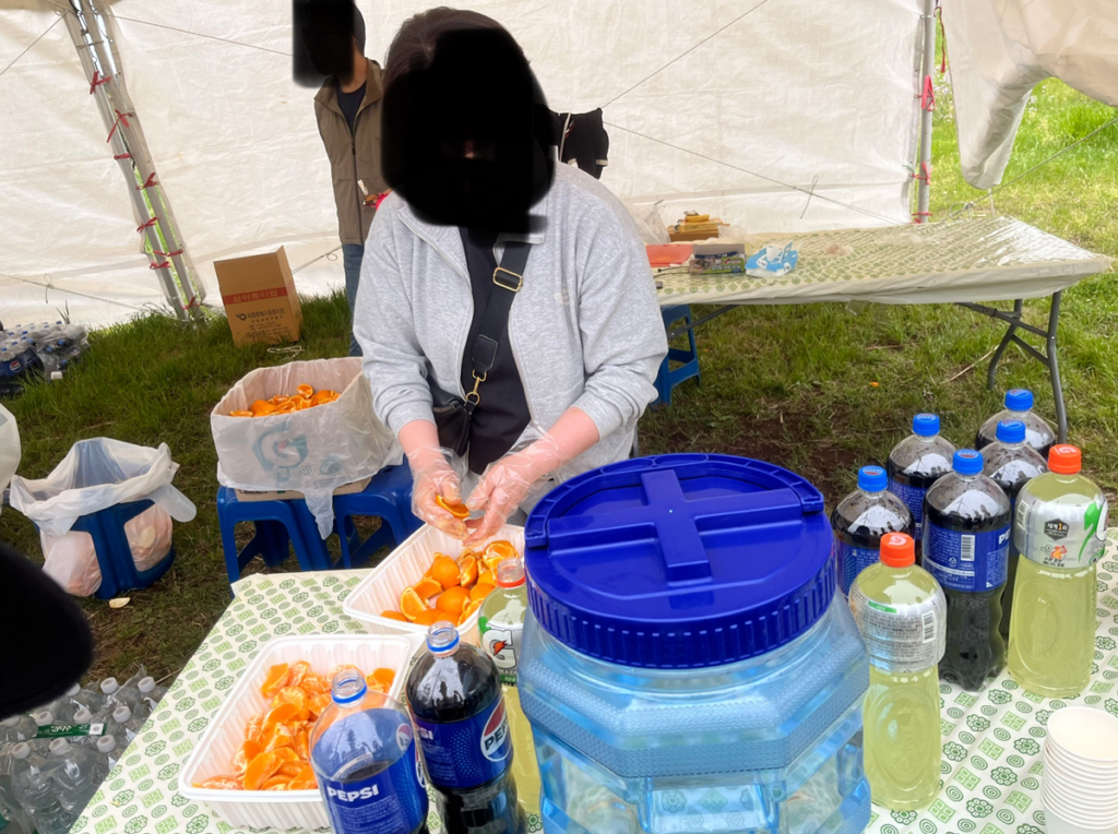 제주 파타고니아 트레일러닝 음수대 한라봉시식